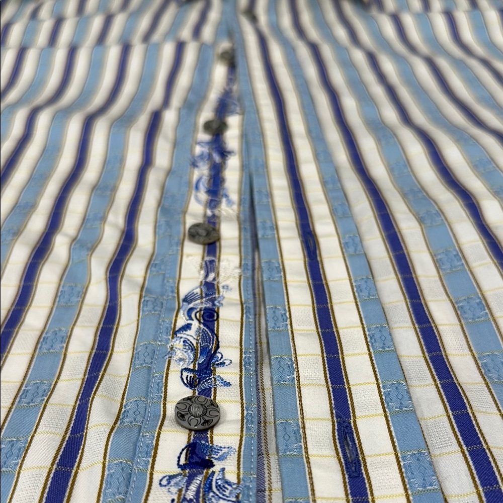 Robert Graham Blue and White Casual Button Down Shirt